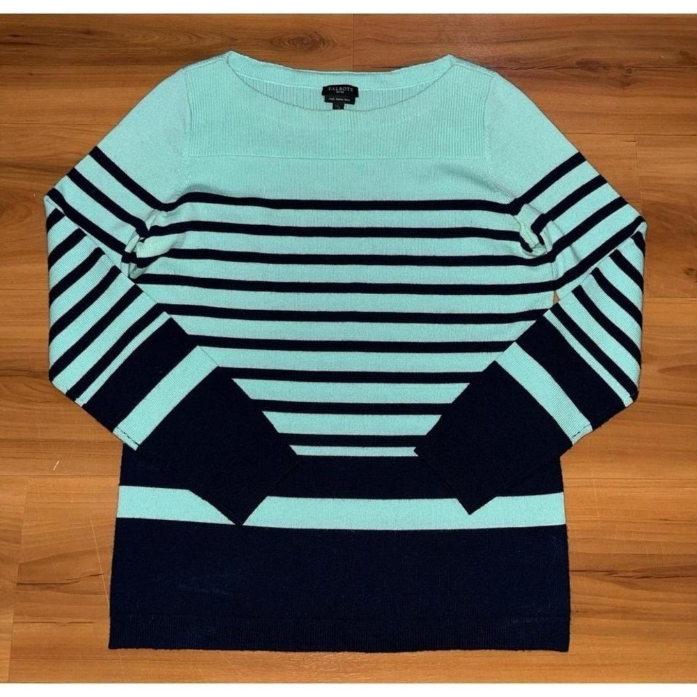 Womens Talbots 100% Pure Merino Wool Stripe Lightweight‎ Sweater